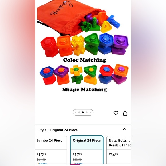 Plastic Nuts and Bolts 24 Piece - Toddler Engineering Toys - Picture 2 of 2